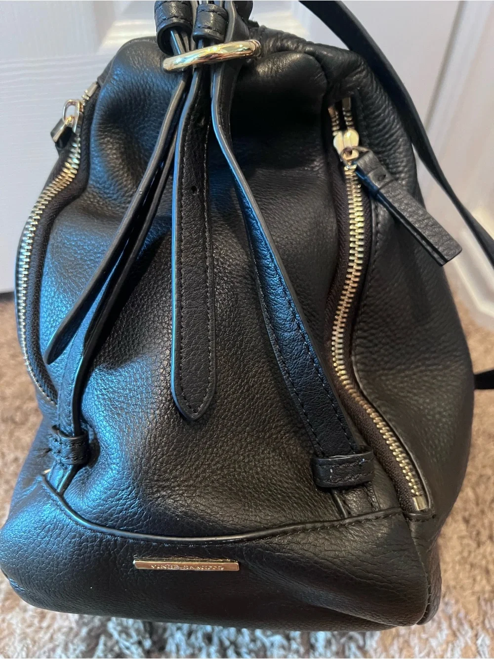 Vince Camuto Black Pebbled Leather Hobo Shoulder Bag